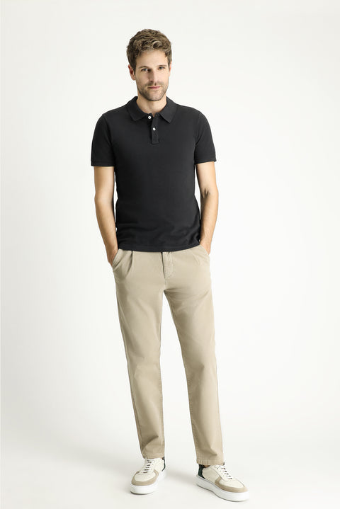 Dark Anthracite Slim Fit Embroidered Cotton Polo Shirt