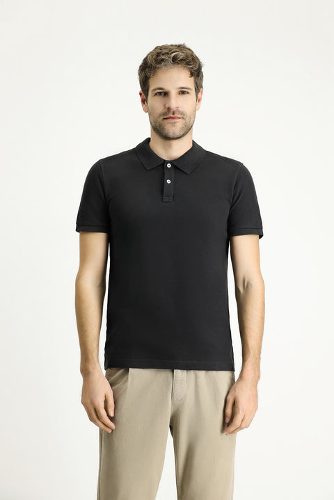 Dark Anthracite Slim Fit Embroidered Cotton Polo Shirt