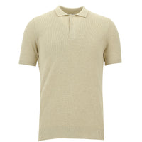 Light Beige Polo Collar Slim Fit Cotton T-Shirt