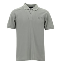 Orta Gri Polo Yaka Slim Fit Dar Kesim Nakışlı Pamuk Tişört