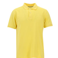 Light Yellow Polo Collar Slim Fit Embroidered Cotton T-Shirt