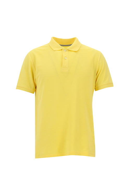 Light Yellow Polo Collar Slim Fit Embroidered Cotton T-Shirt