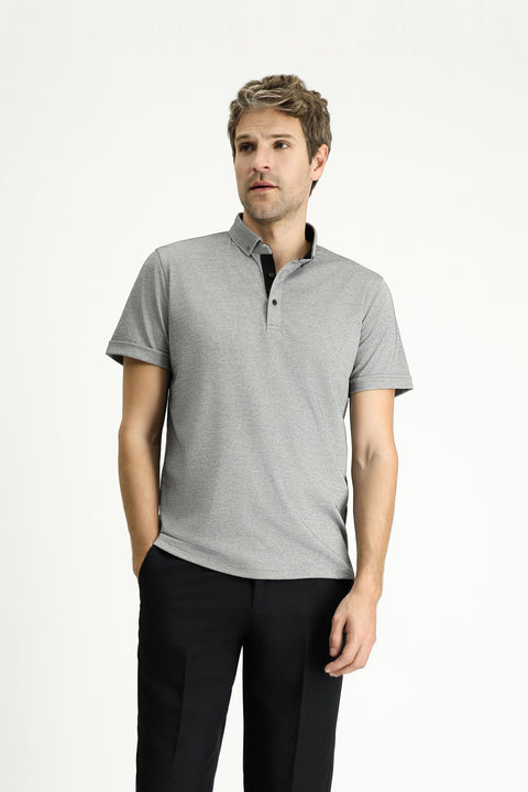 Siyah Polo Yaka Slim Fit Dar Kesim Pamuklu Tişört