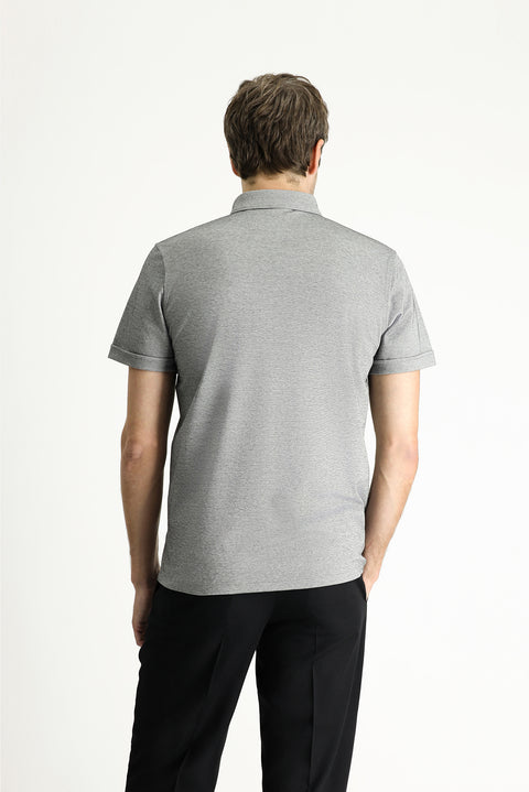 Siyah Polo Yaka Slim Fit Dar Kesim Pamuklu Tişört