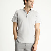 Light Grey Polo Collar Slim Fit Cotton T-Shirt