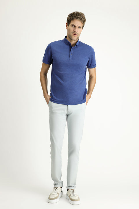 İndigo Polo Yaka Slim Fit Dar Kesim Pamuklu Tişört