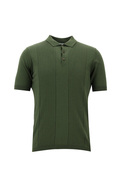Forest Green Polo Shirt with Patterned Slim Fit