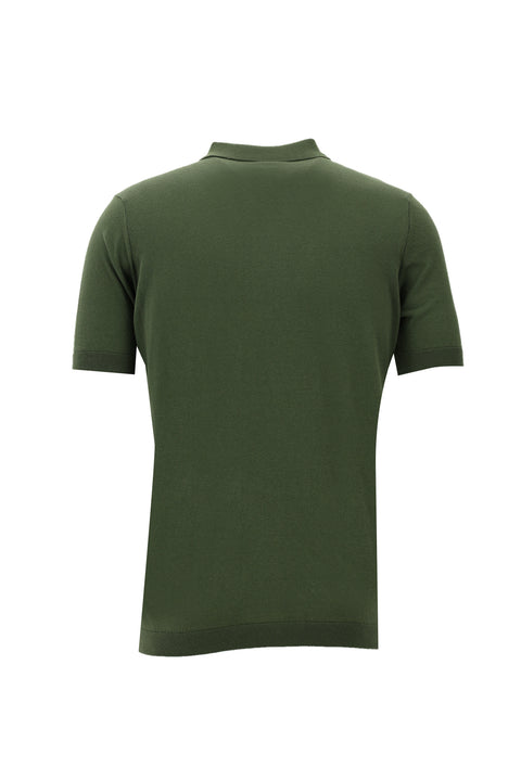 Forest Green Polo Shirt with Patterned Slim Fit