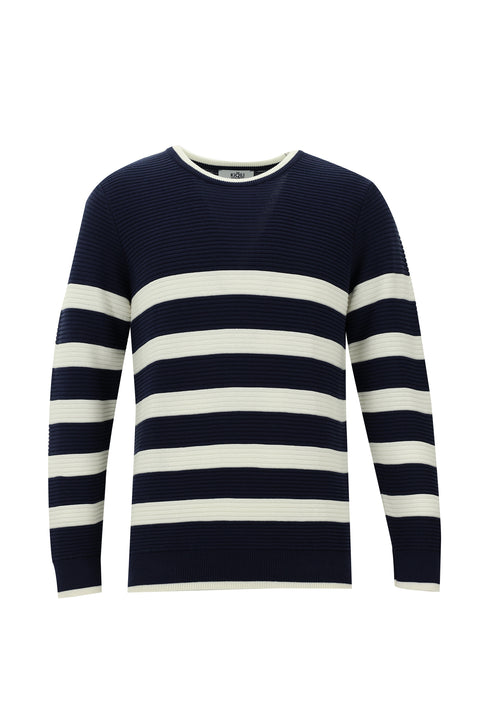 Dark Navy Crew Neck Slim Fit Knit Sweater