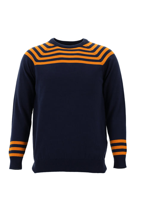 Aviator Blue Crew Neck Slim Fit Knit Sweater