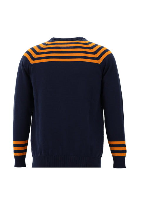 Aviator Blue Crew Neck Slim Fit Knit Sweater