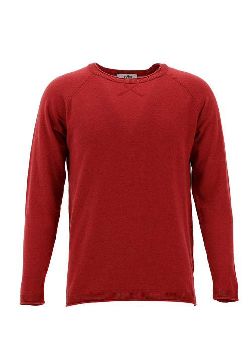 Açık Kırmızı Bisiklet Yaka Slim Fit Dar Kesim Pamuk Triko Kazak