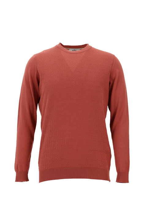 Light Red Crew Neck Regular Fit Knitted Sweater