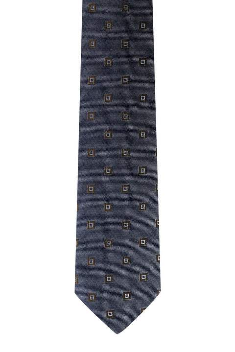 Medium Navy Patterned Tie