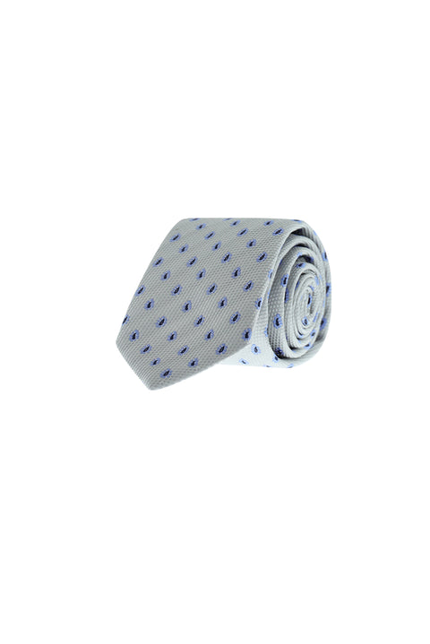 Medium Grey Paisley Patterned Tie