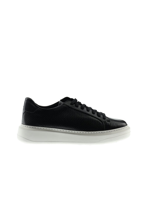 Black Leather Sneaker Shoes