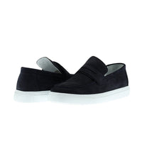 Medium Navy Casual Loafer Nubuck Leather Shoes