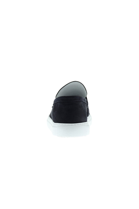 Medium Navy Casual Loafer Nubuck Leather Shoes