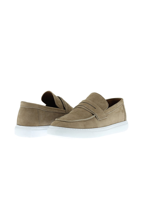 Medium Beige Casual Loafer Nubuck Leather Shoes