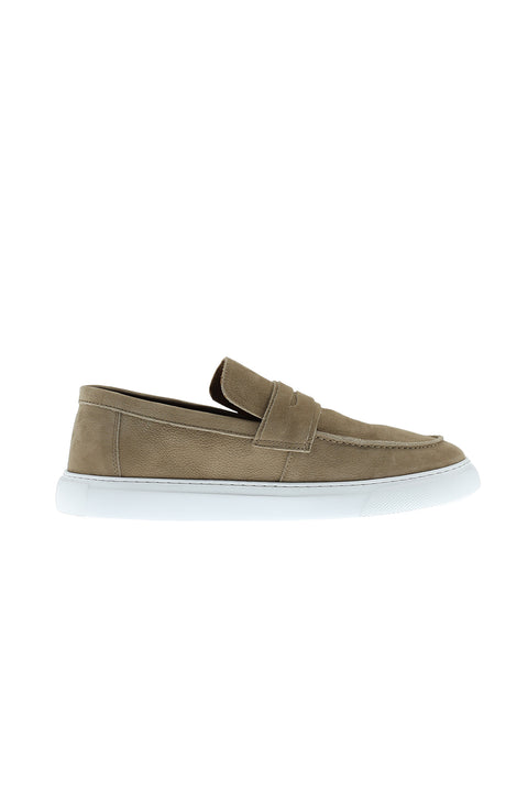 Medium Beige Casual Loafer Nubuck Leather Shoes