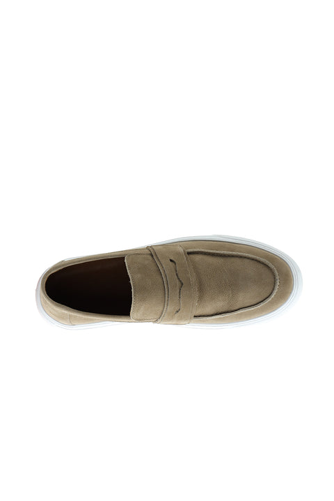 Medium Beige Casual Loafer Nubuck Leather Shoes