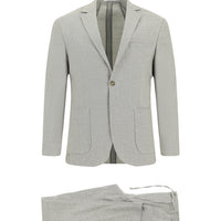 Medium Grey 7 Drop Super Slim Fit Extra Narrow Cut Linen Blend Elasticated Waist Drawstring Suit