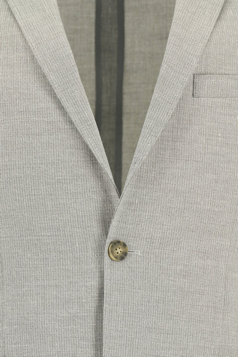 Medium Grey 7 Drop Slim Fit Linen Blend Elasticated Drawstring Waist Suit
