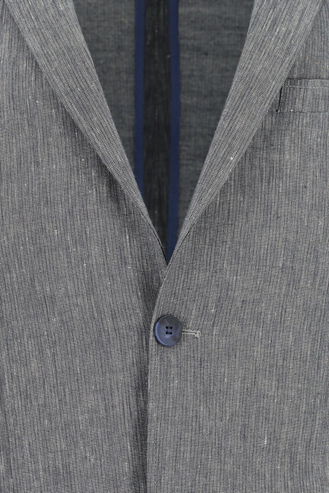 Medium Navy 7 Drop Super Slim Fit Extra Narrow Cut Linen Blend Elasticated Waist Drawstring Suit