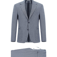 Dark Blue 7 Drop Super Slim Fit Extra Narrow Cut Linen Blend Elasticated Waist Drawstring Suit