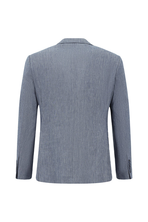 Dark Blue 7 Drop Slim Fit Linen Blend Elasticated Waist Drawstring Suit