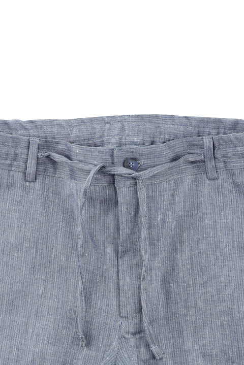 Dark Blue 7 Drop Slim Fit Linen Blend Elasticated Waist Drawstring Suit