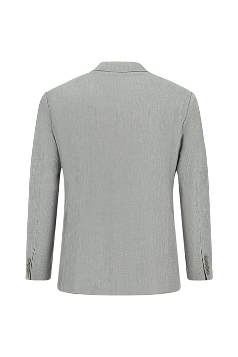 Mid Grey 7 Drop Slim Fit Notch Lapel Linen Blend Double Breasted Suit