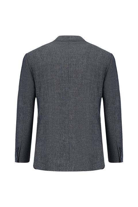Dark Navy 7-Drop Slim Fit Narrow Notch Lapel Linen Blend Double-Breasted Suit