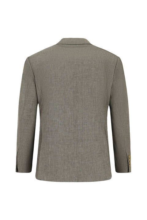 Light Brown 7 Drop Slim Fit Narrow Cut Linen Blend Peaked Lapel Double Breasted Suit