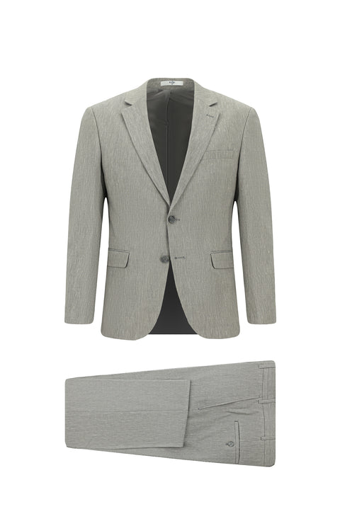 Medium Grey 6 Drop Regular Fit Linen Blend Suit