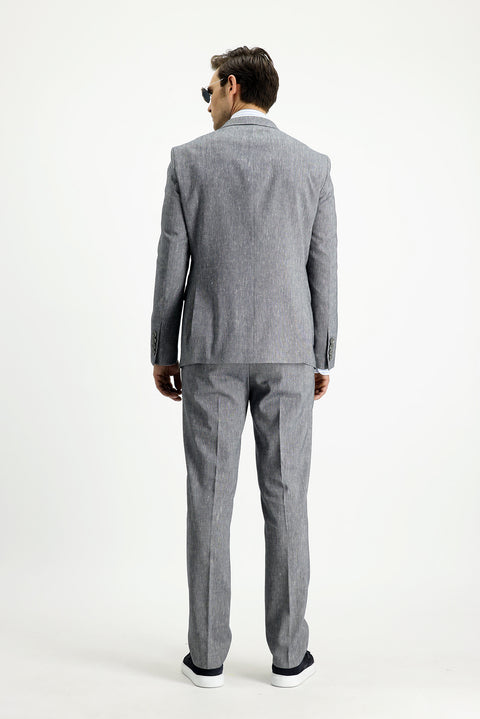 Medium Gray 6 Drop Regular Fit Linen Blend Suit