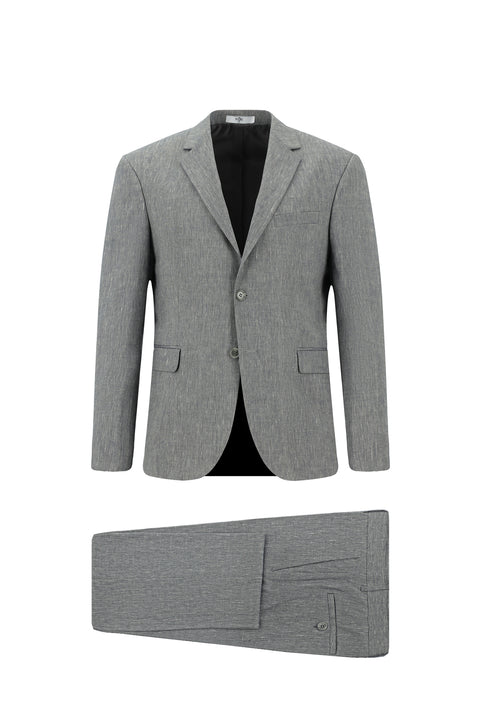 Medium Gray 6 Drop Regular Fit Linen Blend Suit