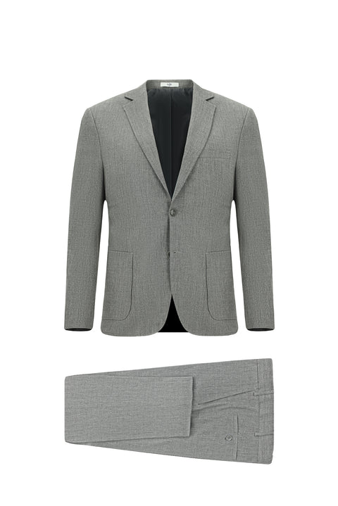 Medium Gray 7 Drop Super Slim Fit Extra Narrow Cut Linen Blend Sport Suit