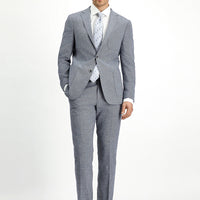 Dark Navy 7 Drop Super Slim Fit Extra Narrow Cut Linen Blend Sport Suit