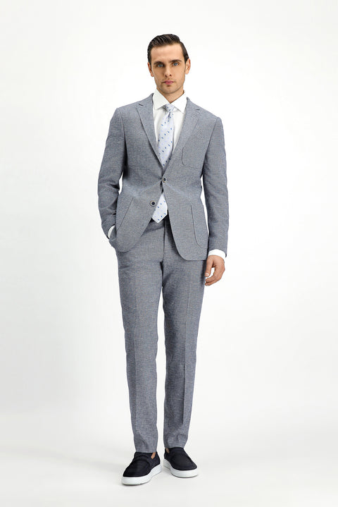 Dark Navy 7 Drop Super Slim Fit Extra Narrow Cut Linen Blend Sport Suit
