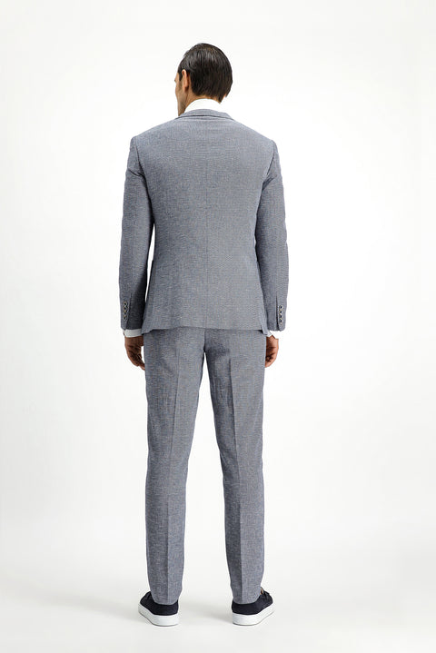 Dark Navy 7 Drop Super Slim Fit Extra Narrow Cut Linen Blend Sport Suit