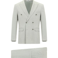 Light Grey 6 Drop Regular Fit Linen Blend Double-Breasted Suit