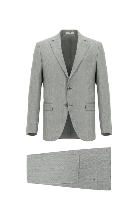 Light Gray 6-Drop Regular Fit Linen Blend Suit