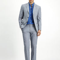 Light Navy 7 Drop Slim Fit Linen Blend Suit