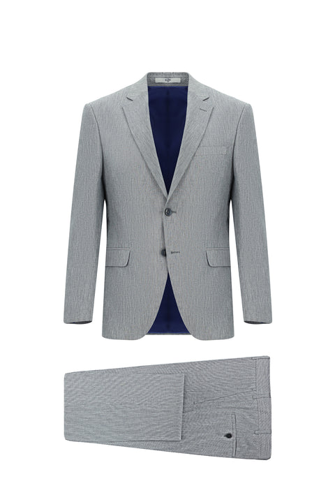Light Navy 7 Drop Slim Fit Linen Blend Suit