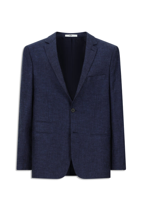 Dark Navy 6 Drop Regular Fit Standard Cut Elasticated Waist Drawstring Striped Linen Suit