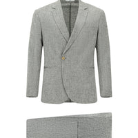 Light Grey 6 Drop Regular Fit Linen Blend Double-Breasted Suit