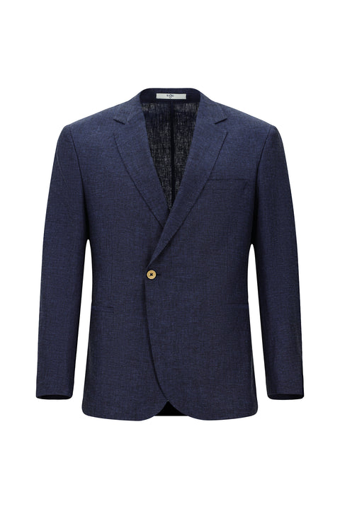 Dark Navy 6 Drop Regular Fit Linen Blend Double-Breasted Suit