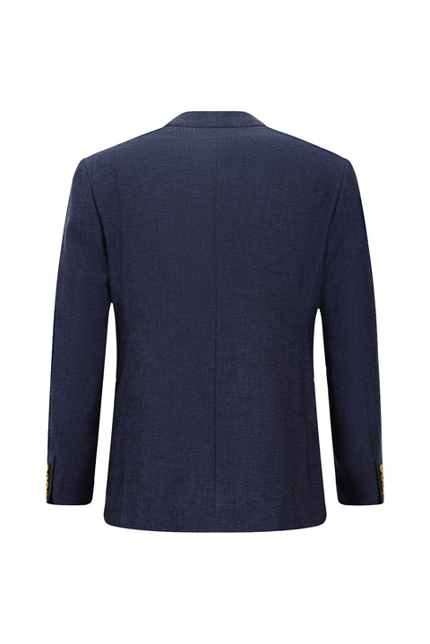 Dark Navy 7 Drop Slim Fit Linen Blend Double-Breasted Suit