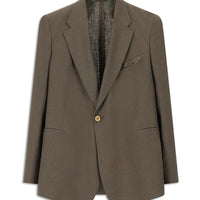 Dark Brown 7 Drop Slim Fit Linen Blend Double-Breasted Suit